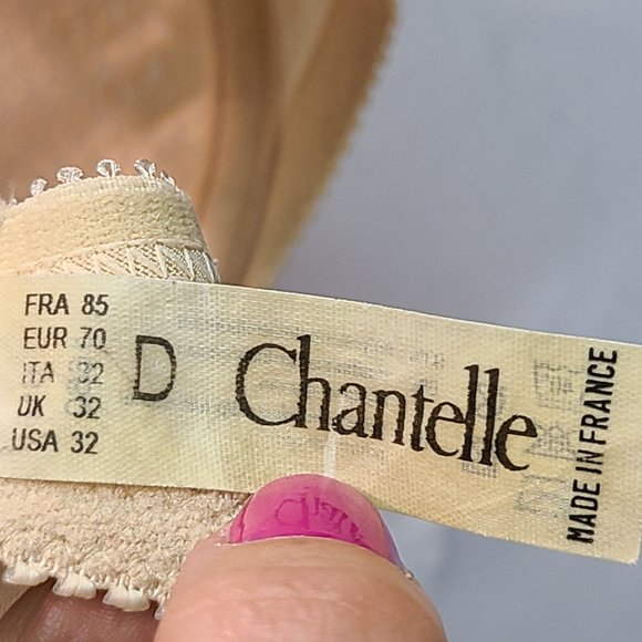 Vintage Chantelle Bra 32D Ivory Mesh Lace Unlined Underwire Made in France - Picture 6 of 11